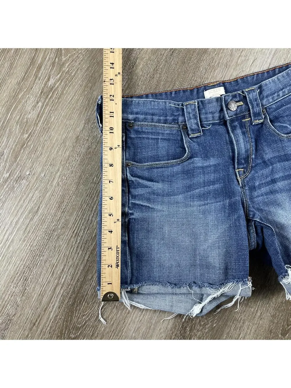 J.CREW Denim Shorts Women's 0 Blue Cutoff Raw Hem Stretch Jean Style 34619 SP14